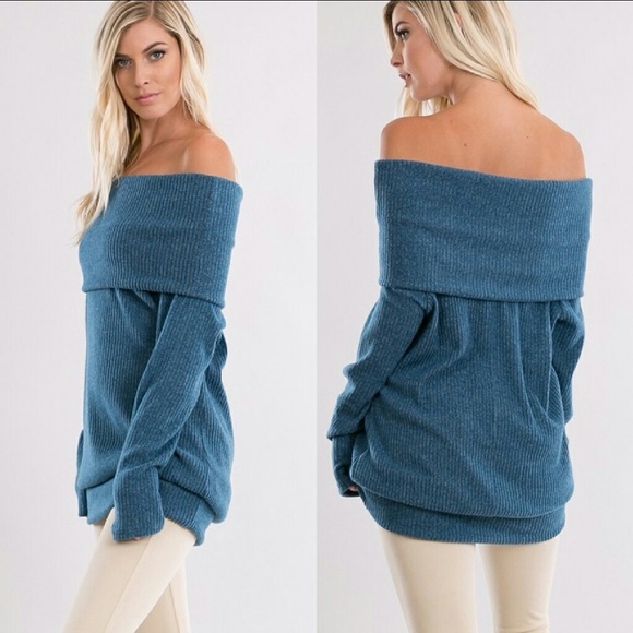 Sweaters - Soft Knit Off Shoulder Sweater Dress Top
